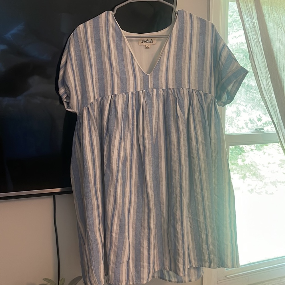 Pillow case dress pin stripe